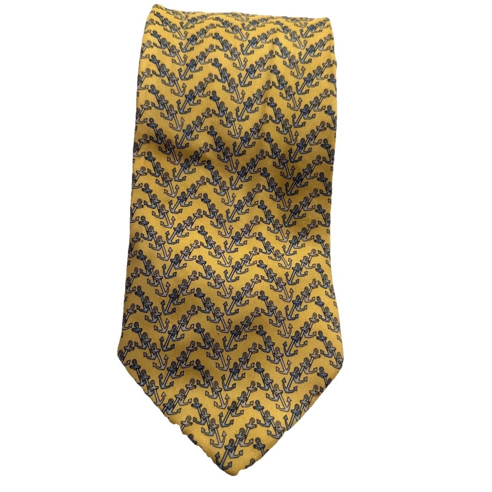 Beaufort Tie Rack Boat Anchor Pattern 100% Silk Necktie Handmade In Italy